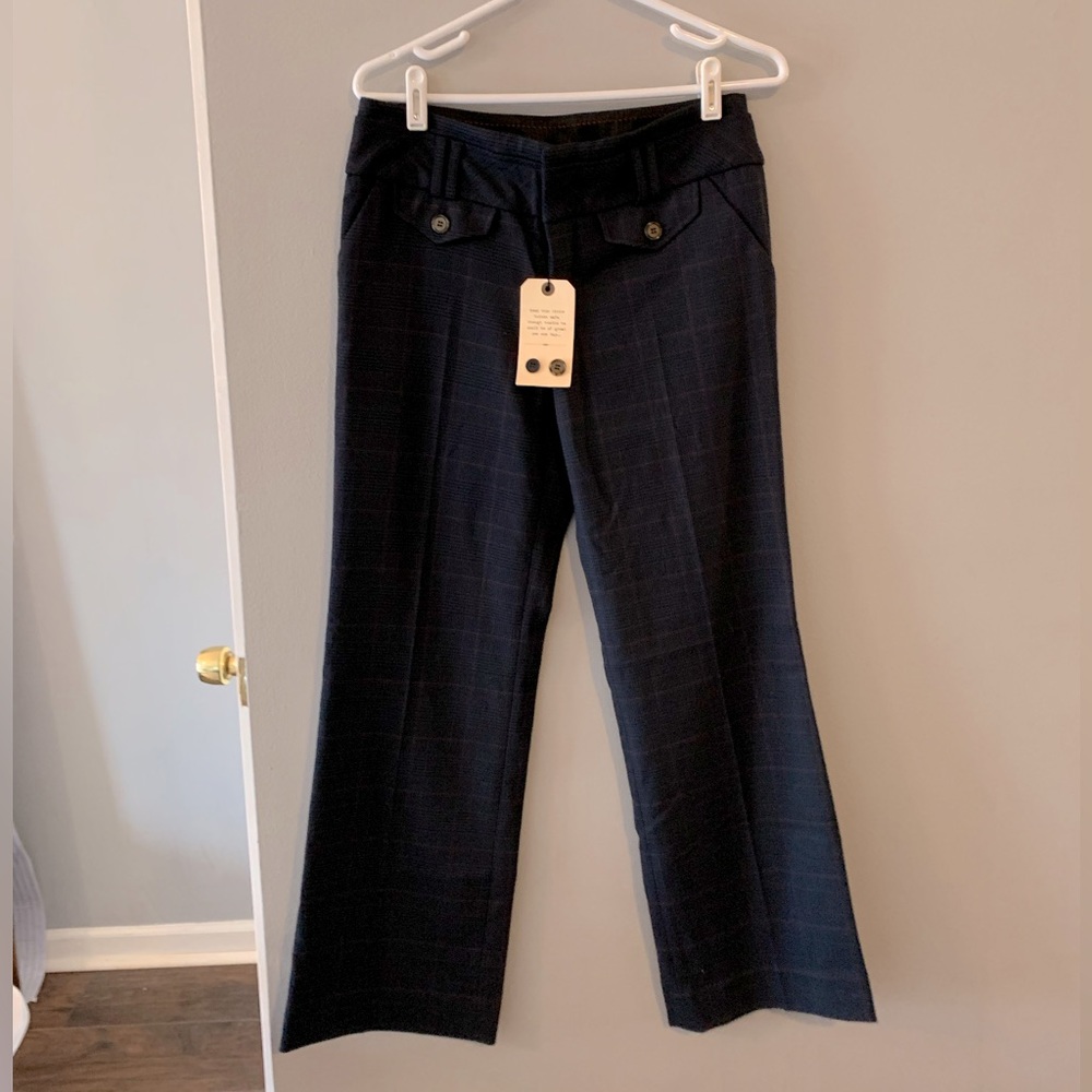 Anthropologie Cartonnier trousers plaid black motif size 4 NWT